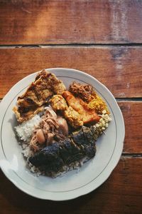 High angle view of meal served in plate