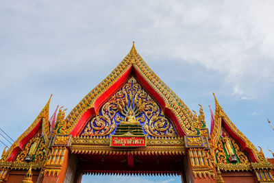 Low angle view of temple building against sky