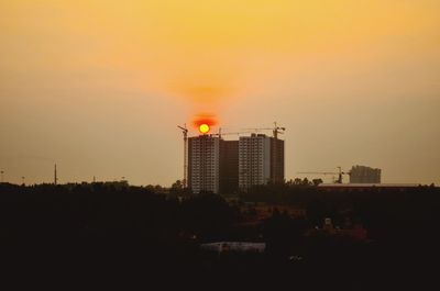 View of city at sunset