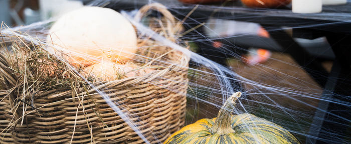 Close-up of wicker basket