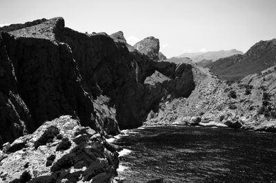 Scenic view of rocky mountains