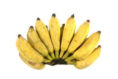High angle view of banana against white background