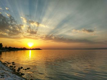 View of calm sea at sunset