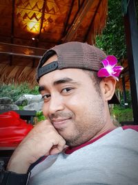 Portrait of young man looking away