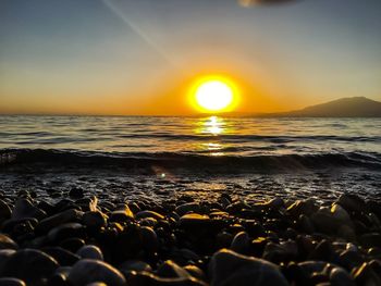 Scenic view of sea during sunset