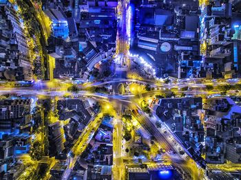 Light trails on road at night