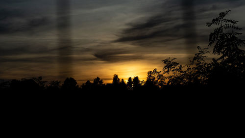 Silhouette trees against sky during sunset