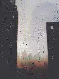 Close-up of water drops on glass