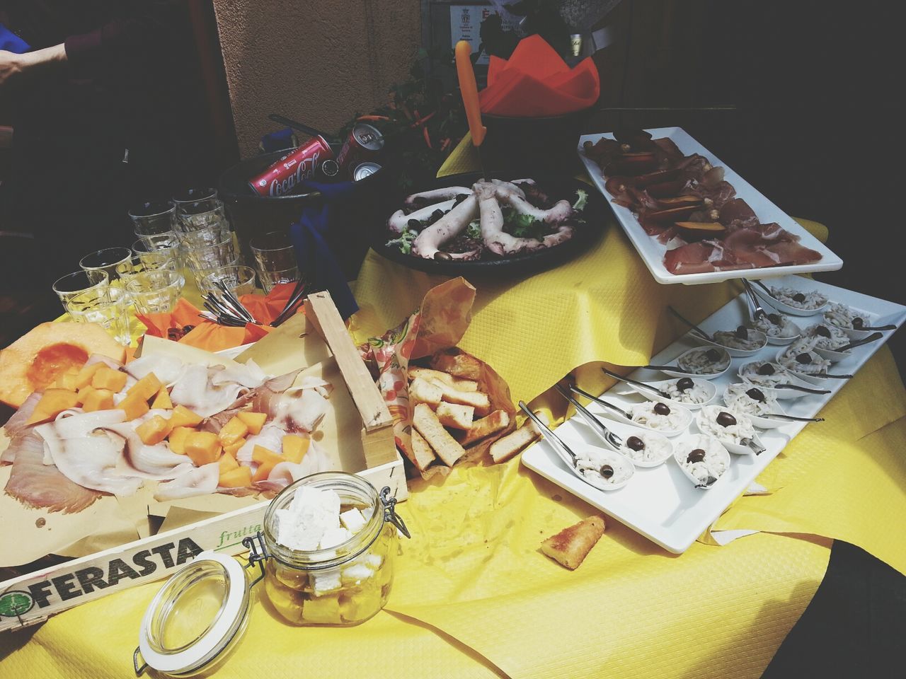 indoors, high angle view, yellow, still life, food, table, variation, food and drink, one person, creativity, art and craft, close-up, preparation, multi colored, retail, choice, basket, art, day