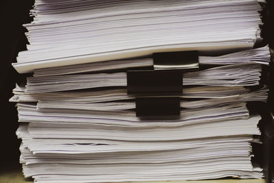 Stack of books on table