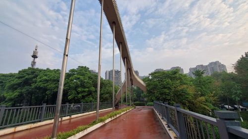 Panoramic view of bridge in city against sky