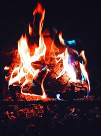 Close-up of bonfire at night