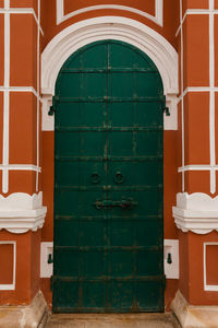 Closed door of building