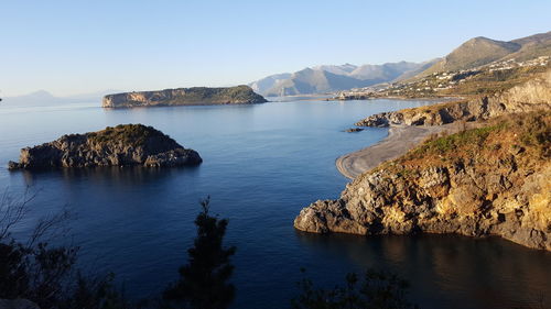 Scenic view of sea against clear sky