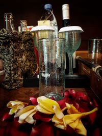 Close-up of fruits served on table