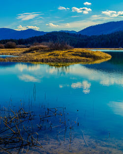 Scenic view of lake against sky