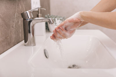 Close-up of sink in bathroom