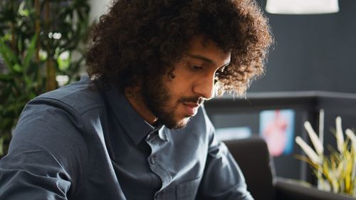 Young man looking away