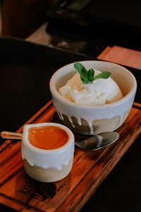 Close-up of food on table