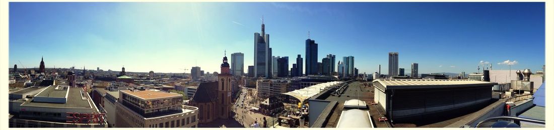 Cityscape against clear sky