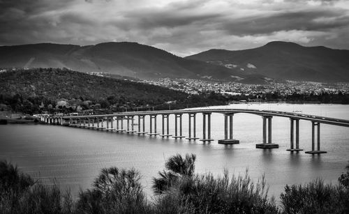 Bridge over river against sky