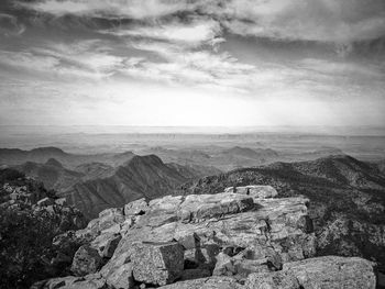 Scenic view of rocky mountains against sky