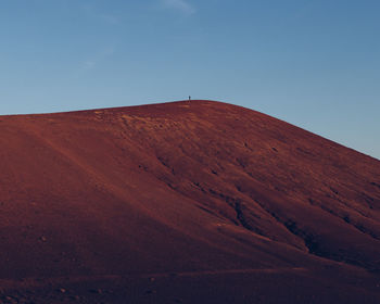 Scenic view of desert against clear blue sky