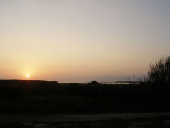 Scenic view of landscape at sunset