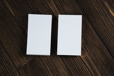 High angle view of open book on table