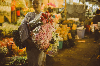 Close-up of flowers in cemetery