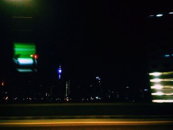 Light trails on road at night