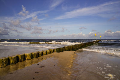 Scenic view of beach against sky