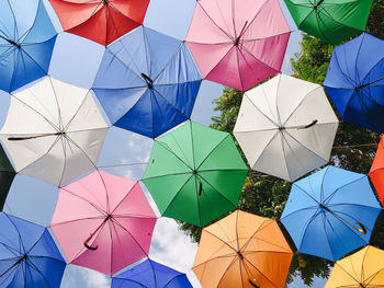 Low angle view of multi colored umbrella