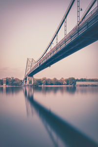 Suspension bridge over river