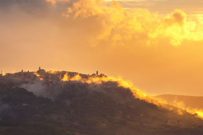 Twilight over a mountain village