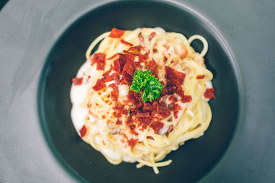 High angle view of meal served in plate