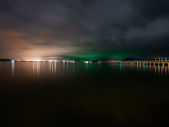 Scenic view of sea against sky at night