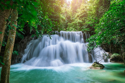 Huai mae khamin waterfall level 3, khuean srinagarindra national park, kanchanaburi, thailand