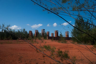 Scenic view of landscape against blue sky