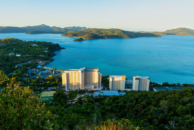 Scenic view of sea against clear sky