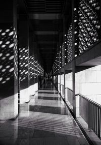 Steps in illuminated corridor