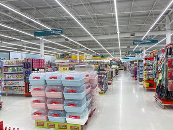 Stack of shopping carts in building