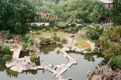 High angle view of bridge over lake