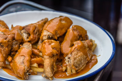 Close-up of food served in plate