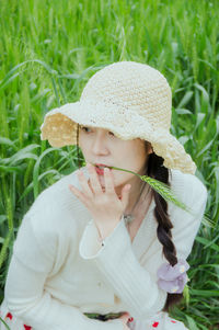 Young woman drinking water