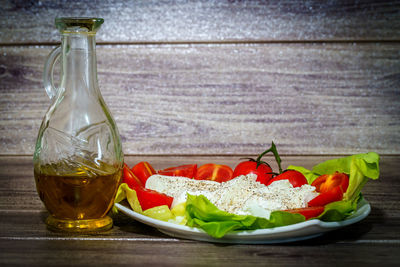 Close-up of drink served on table