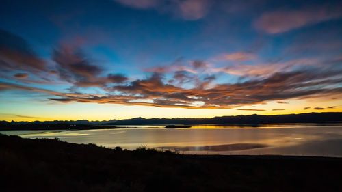 Scenic view of sunset over lake