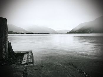 Scenic view of lake against clear sky