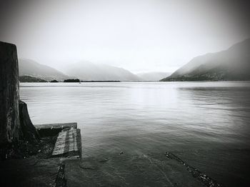 Scenic view of lake against clear sky