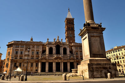 Low angle view of historic building against clear sky